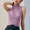 Women's Velvet Sleeveless Warm Vest - Brushed, Thick, Semi-High Collar, Slim Fit for Autumn/Winter
