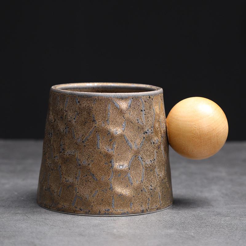 Kiln-changed coffee cup and saucer set, ceramic high-value latte cup, retro coarse pottery latte cup, water cup, afternoon teacup. 200ml