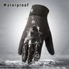 Men Winter Waterproof Cycling Gloves Outdoor Sports Ski Running Motorcycle Touch Screen Fleece Gloves Non-Slip Warm Full Fingers