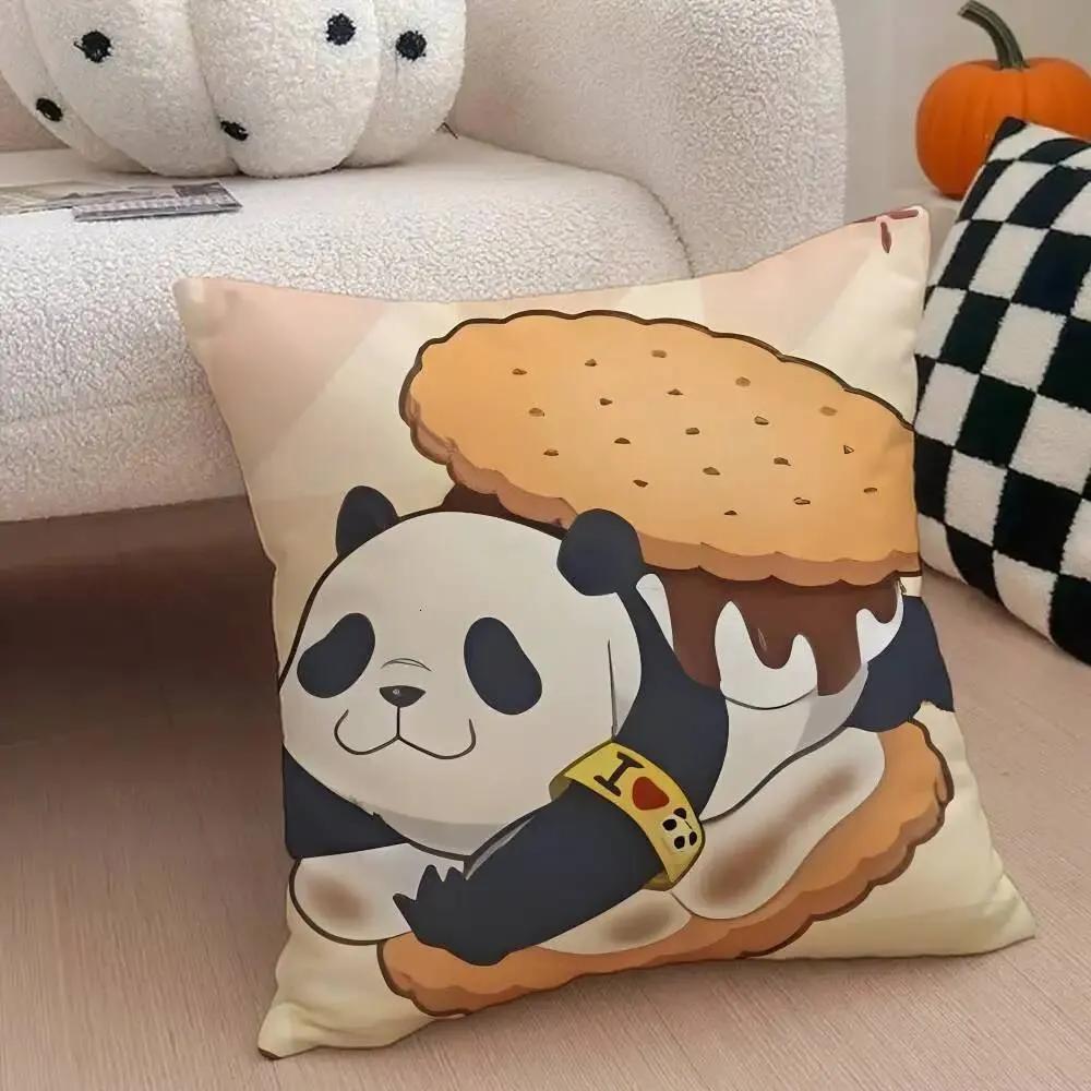 Panda Pillow Cover Polyester Printed Cute Cartoon Cushion Case Sofa Home Decor Xcm Bedroom Living Room Throw Pillowcase Gift