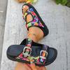Women's Summer Bohemian Style Slippers Fashion Double Buckle Platform Sandals Woman Colorful Embroider Thick Sole Beach Slides