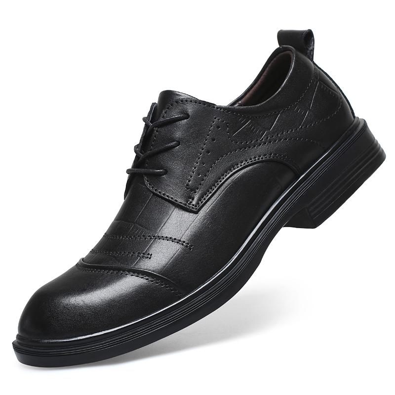 

Genuine Leather Men Business Casual Shoe Non Slip Platform Oxfords Shoes Lace-up Male Dress Shoes Classic Formal Dress Footwear 47 чёрный