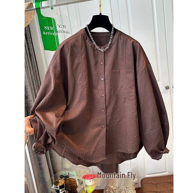 2026 Spring/Autumn Plus Size Elegant Solid Color Casual Long Sleeve Women s Shirt XL