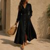 Women's Plus Size Maxi Dress Elegant Loose Fit Waist-Cinching Long Dress