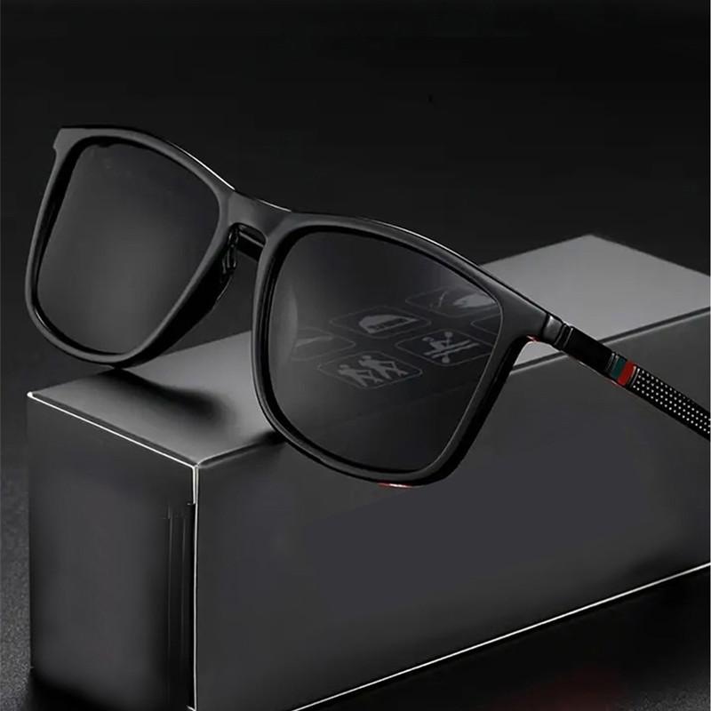 Luxury Men Sunglasses Vintage Square TR90 Frame Ultra Light UV400 Eyewear For Driving Fishing Fashion