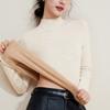 Autumn and Winter Mid-neck Wool Silk Thermal Underwear Women's Thickened Fleece Bottoming Shirt Warm Fleece Heating Autumn Clothes Top