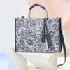 Navy Flower Embroidery Jacquard Large Tote Bag Dcba5e655n2