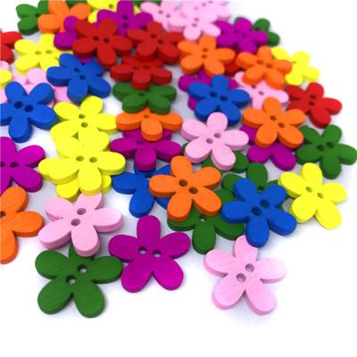 50/100pcs Colorful Flower Wooden Buttons (2 Holes Button) Sewing Buttons DIY Craft 15mm