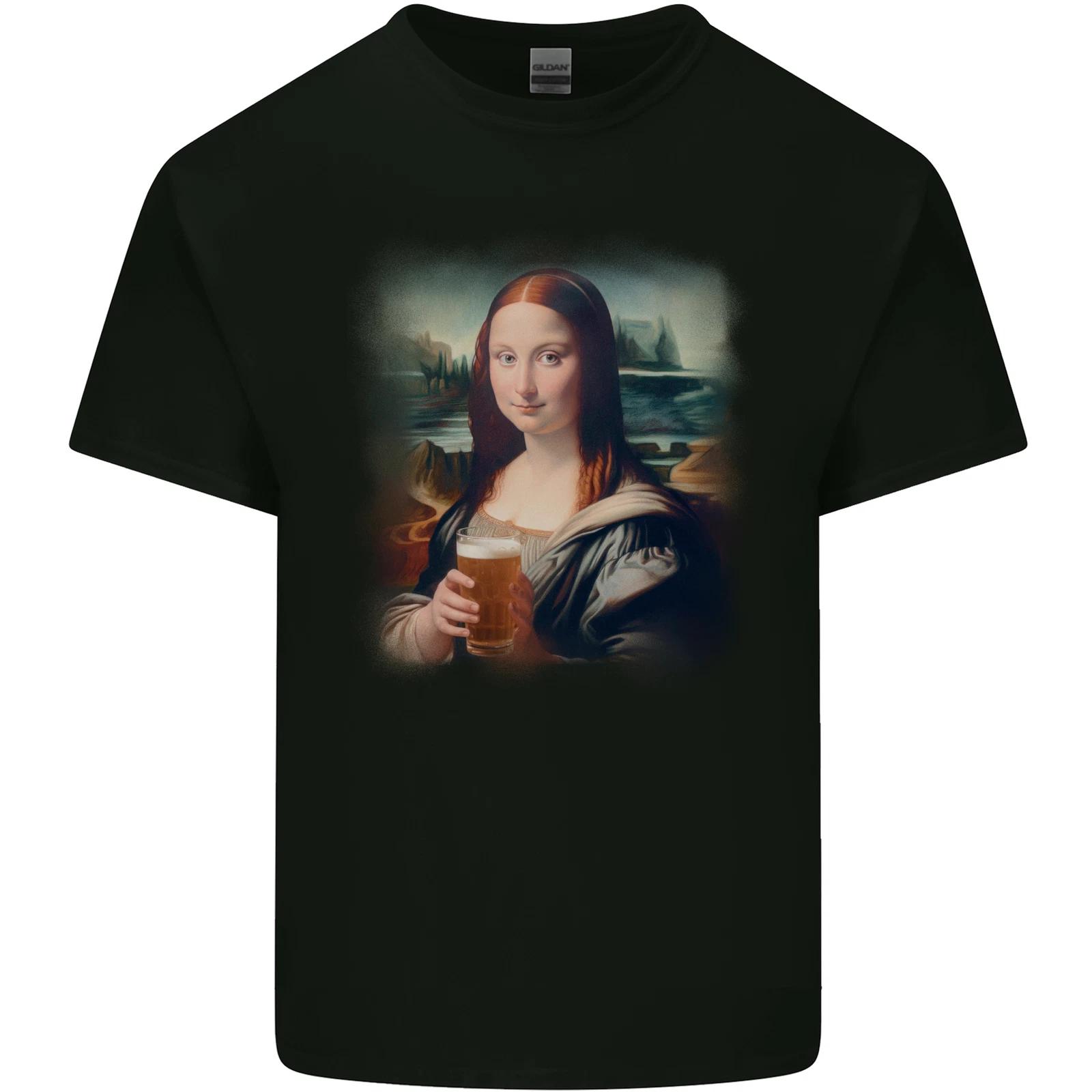 

Mona Lisa Funny Beer Alcohol Parody Kids T-Shirt Childrens M