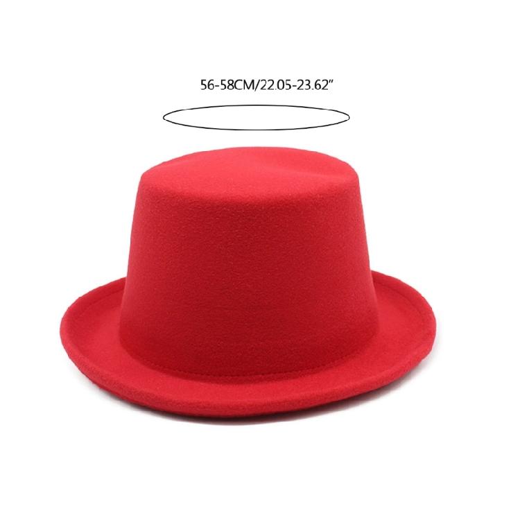 Roll Brim Fedora Cap Flat Top Hat Adult Unisex Magician Hat Masquerade Balls Cap