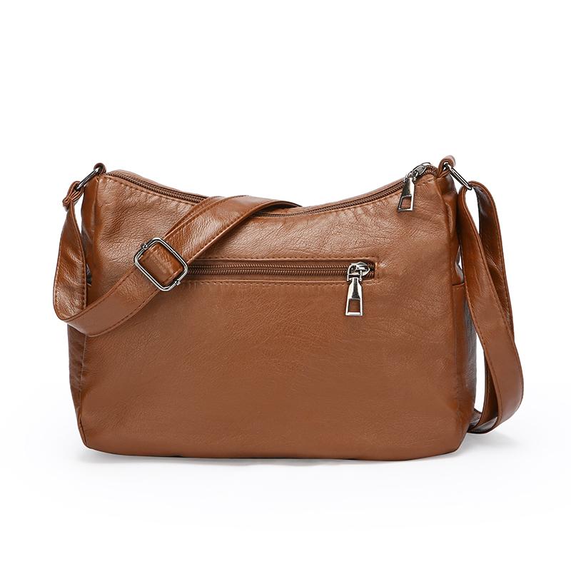 Women's Bag Retro Large Capacity Shoulder Bag Multi-Layer Crossbody Bag Soft Leather Mother Bag