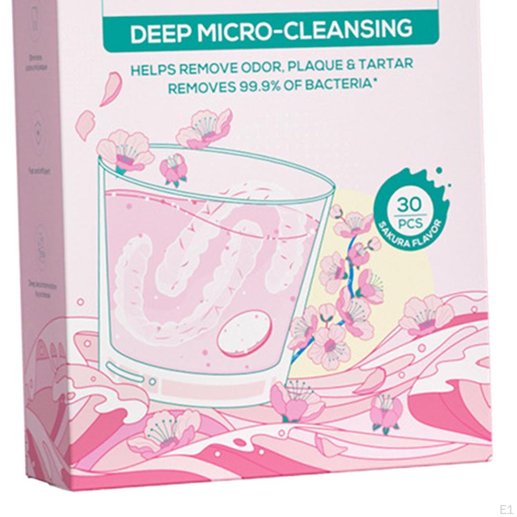 30 Pieces Denture Cleaner Tablet Cleaning Tool False Tooth Sakura flavor
