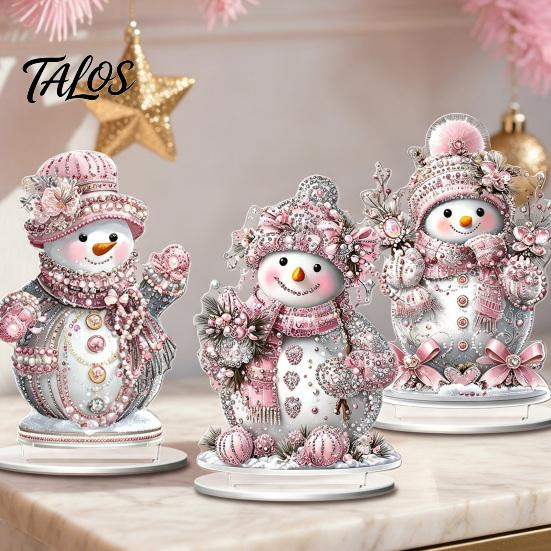 Winter Wonderland Table Decor Christmas Ornaments, Double-sided Acrylic Snowman/Santa Claus/Reindeer/Cottage Party Centerpieces Decorations