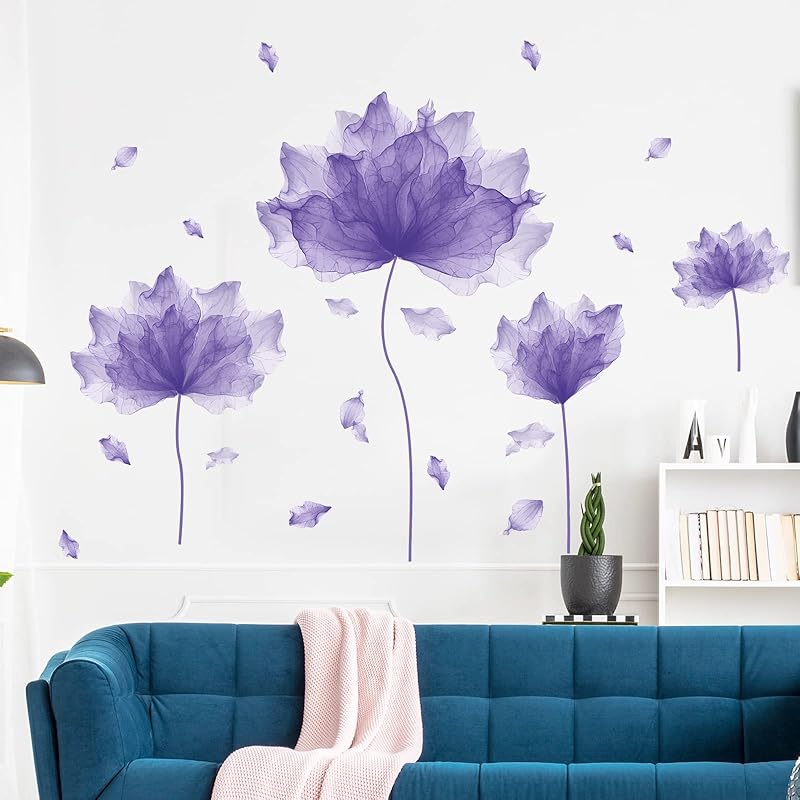 39.3'' x 32.6'' Huge Flower Petal Wall Decals Living Room Floral Wall Stickers Removable Peel and Stick Waterproof Wall Art Decor Stickers for