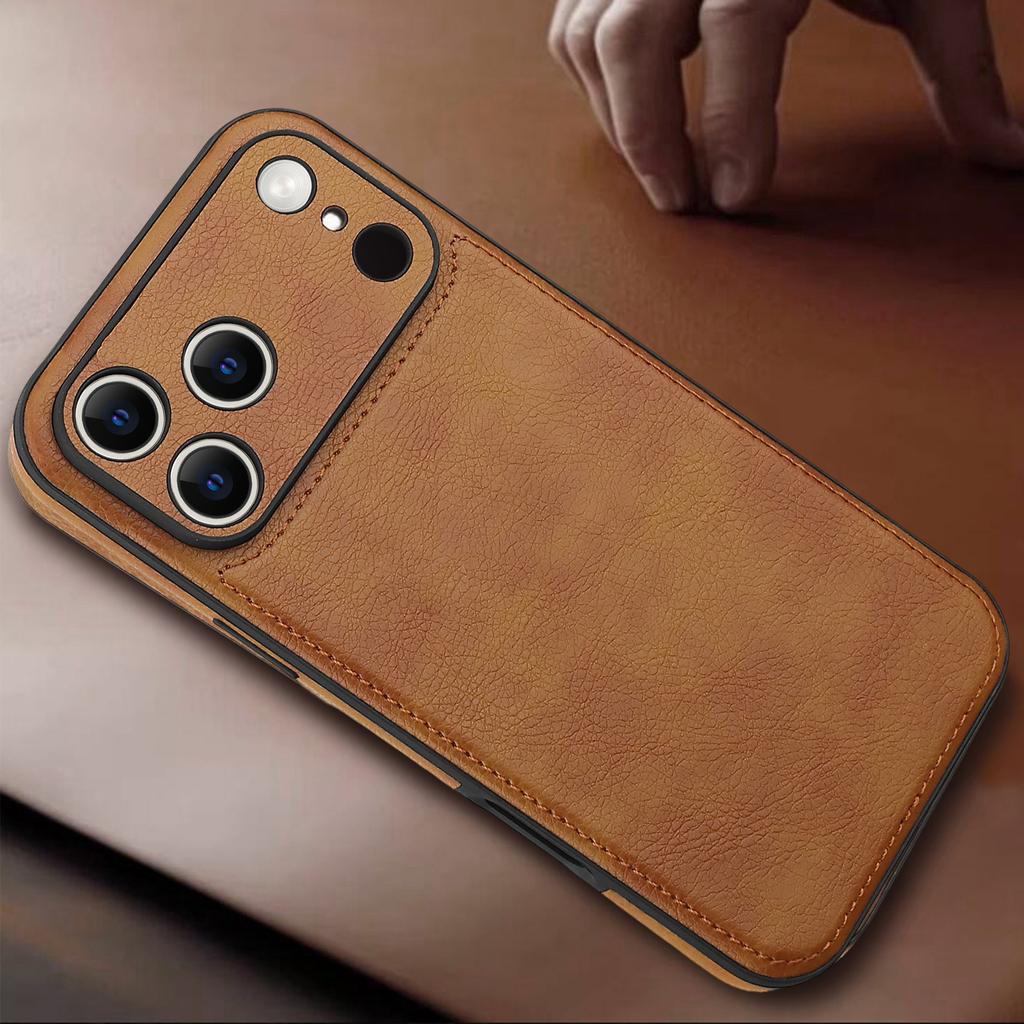 Luxury High-end Leather Case for iPhone 17 Pro Max 16 Pro 16e 15 14 Plus 13 12 11 XS XR X 7 8 Lens Protection Mobile Phone Cover