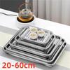 Stainless Steel Rectangle Dinner Tea Tray Double 2 Layer Dumpling Oil Leaking Hole Basin Steaming Draining Hole Plate with Basin