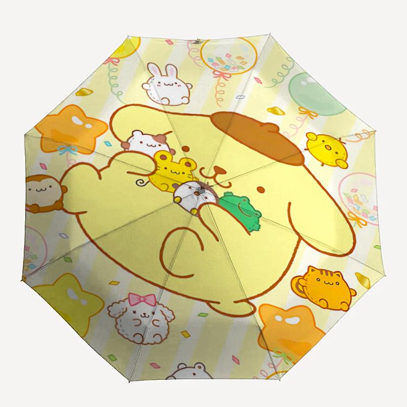 1pc Pompompurin Automatic Opening/Closing Umbrella with Star-Shaped Handle - Portable Folding Design, 8-Bone Iron Frame Outdoor Umbrella for Festive G