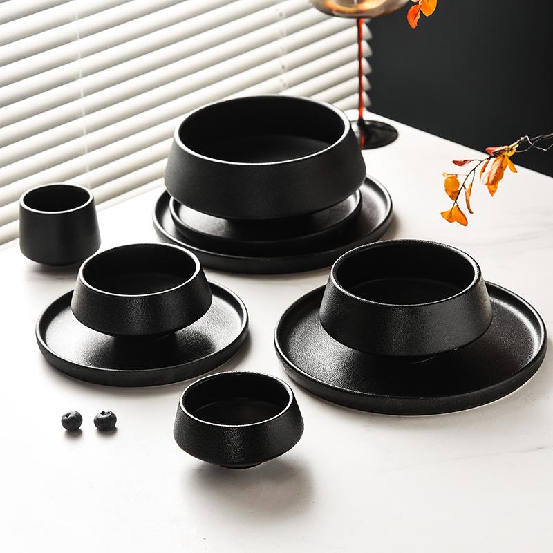 Clearance Retro Japanese Ceramic Bowl: Deep Rice, Soup, Salad, or Incense Cup for Hotel Catering or Entryway Decor