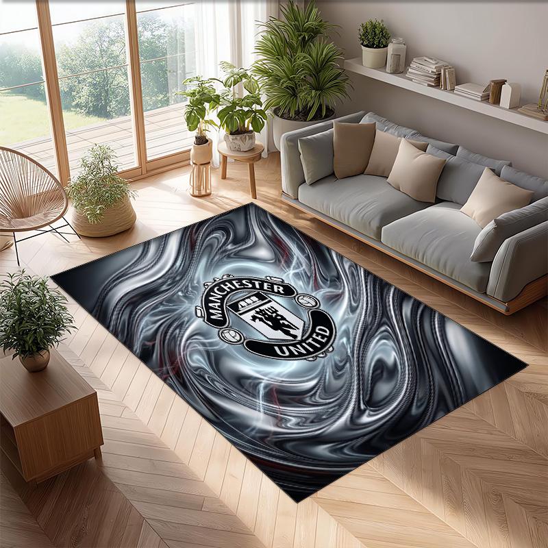 Tappeto in Flanella Stampato Manchester United Antiscivolo Morbido Poliestere Tappeto per Pavimento Tappetino Decorativo per Interni per Camera da Letto Soggiorno Divano