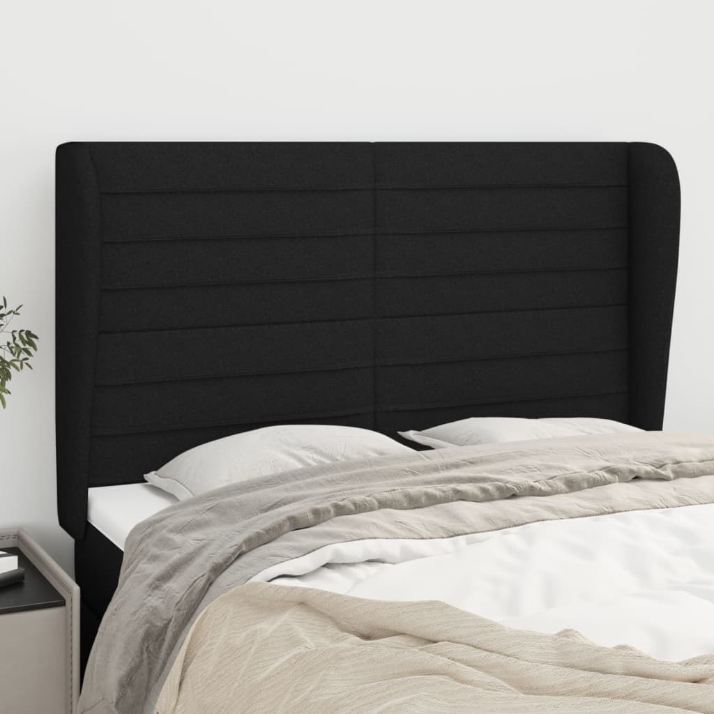 Vidaxl Wingback Headboard, Black, 147X23X118/128 Cm, Fabric