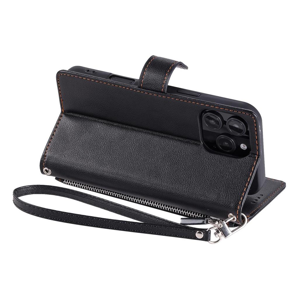 Zipper Pocket Wallet Flip Leather Phone Case for Xiaomi 13T Pro Multi Card Slots Kickstand Cover Wrist Strap