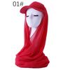 New Arrival Solid-Colored Chiffon Scarf with Brim Womens Baseball Cap-Style Ethnic All-Match Pull-On Headscarf Hat