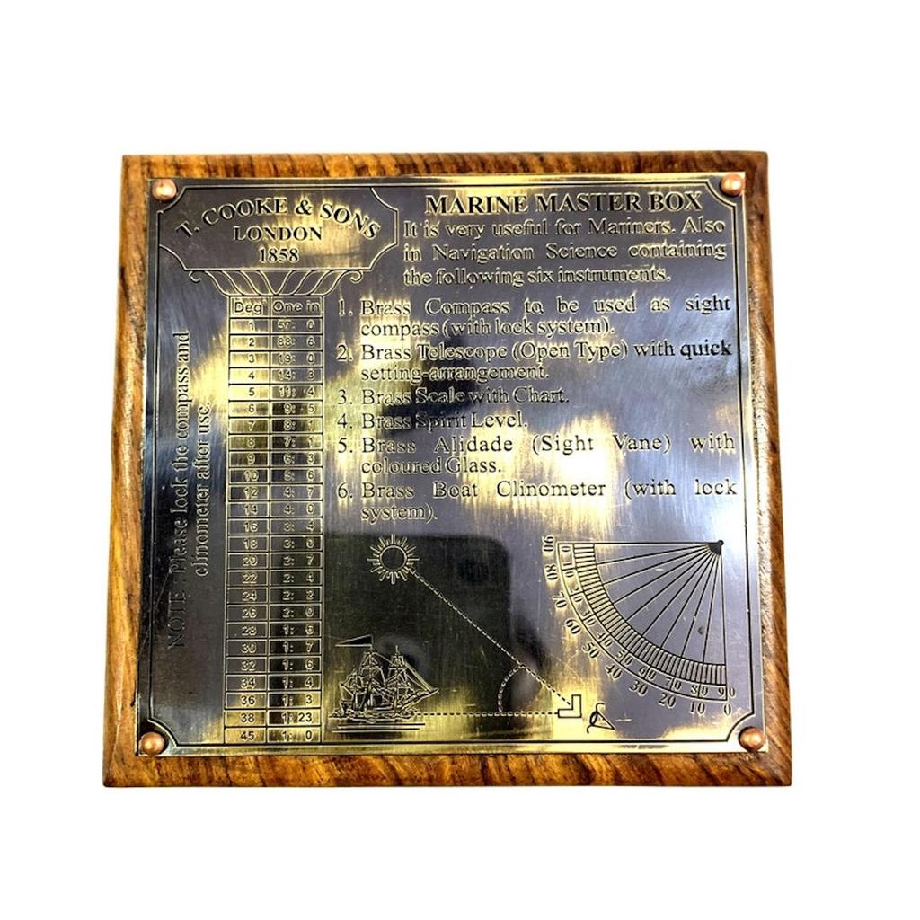 Wooden Marine Master Box/Nautical Sextant/Ship's Instruments/Directional Compass