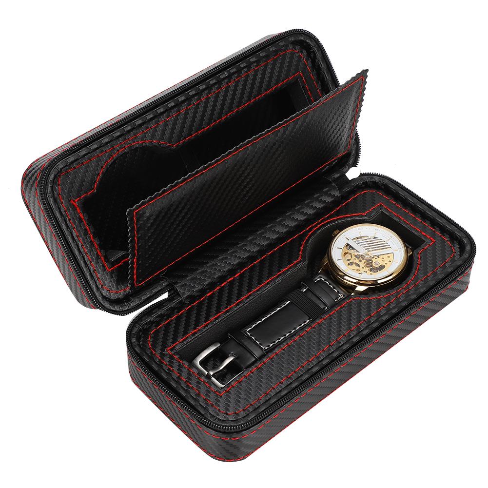 2 Grids Watch Case Organizer Wristwatch Storage Box Jewelry Display Container