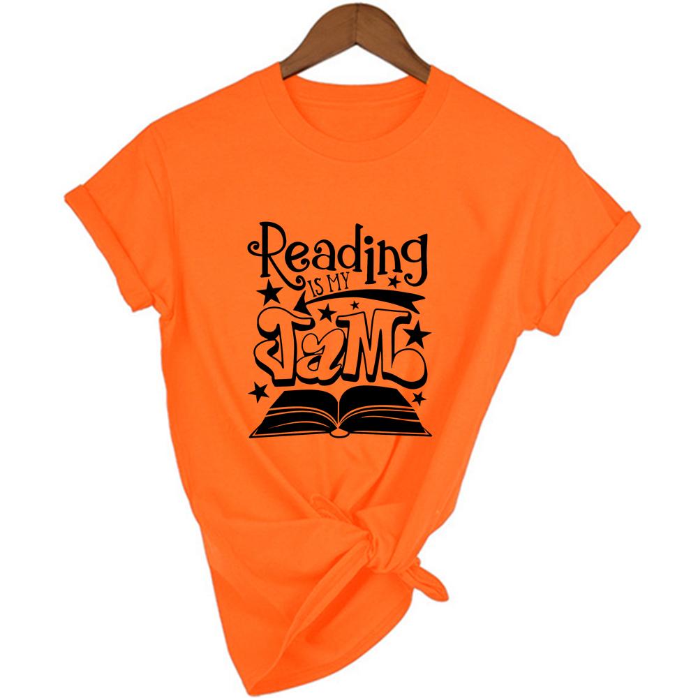 Reading Is My Jam Book Print Women Harajuku T Shirt Grunge Short Sleeve Casual Tumblr Camisetas