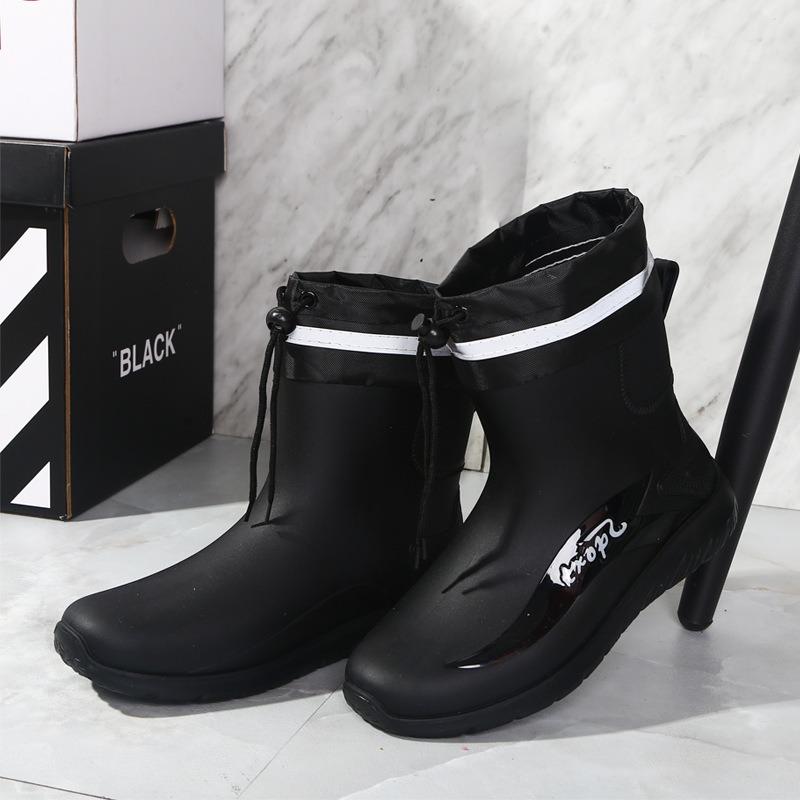 New Thick-soled Velvet Warm Fishing Special Rain Boots Rubber Shoes Waterproof and Non-slip Water Shoes Men's Rain Shoes Short Tube Thickened