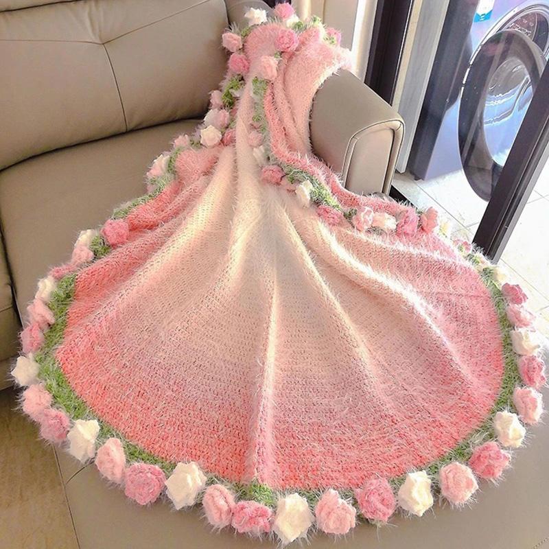 Pink Rose Blanket Soft Blanket For Bedroom Flower Bouquet Blanket Birthday Valentine'S Day Mother'S Day Gift Home Decorations