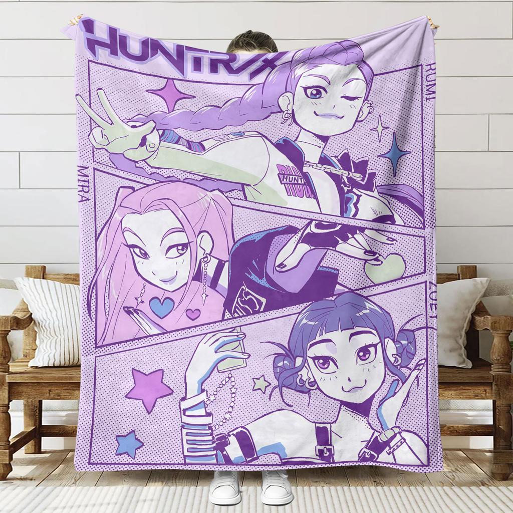 Blanket Print K - Pop Demon Hunters Flannel Blanket Latest Fashion Fashion Girl Group