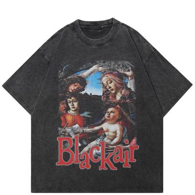 Streetwear Zabawna koszulka z grafiką Bawełniana, sprana czarna koszulka Topy unisex Koszulki Letnia koszulka z krótkim rękawem