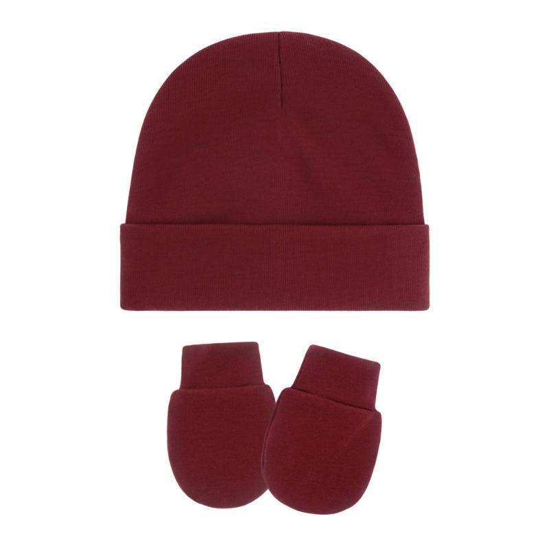 4 Set Baby Bonnet Cap Feature Foldable Edge with Mittens Cotton Fabric Gentle On Sensitive Skin Multiple Color Available