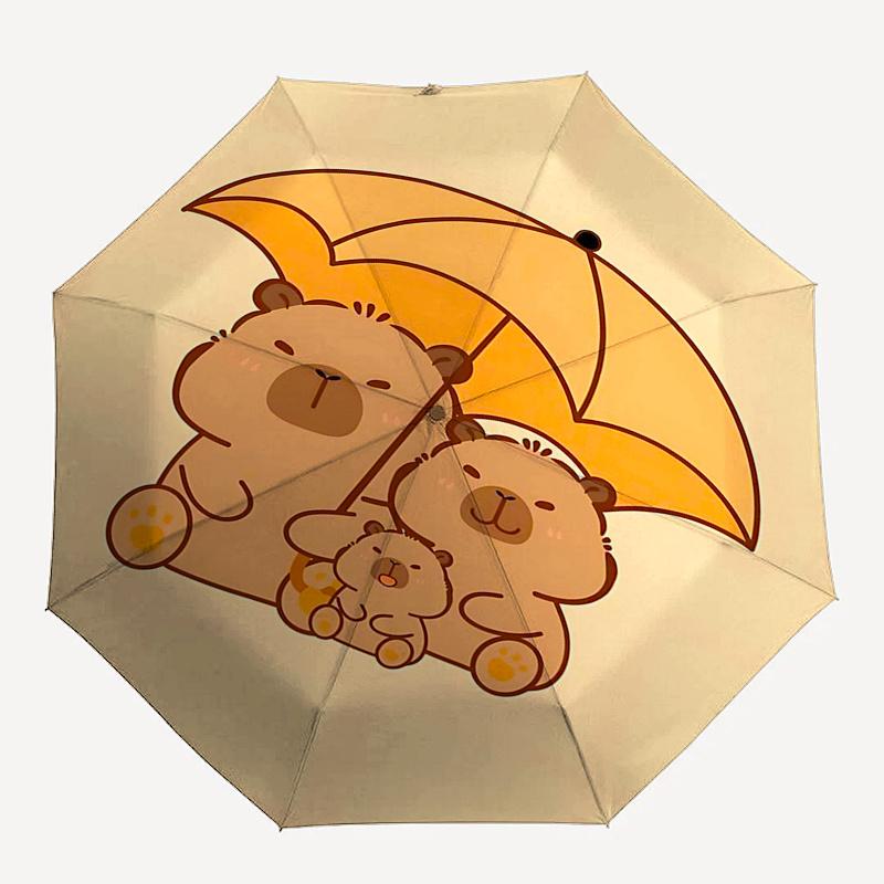 Capybara Themed Travel Umbrella-8 Ribs Automatic Opening and Closing, Portable Folding Design, Compact and Stylish Umbrella Suitable for Out