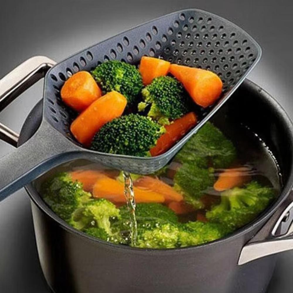 Food Drain Colander Plastic Skimmer Strainer Spoon Food Drain Shovel with Handle Durable Suitable for Kitchen Food Drain