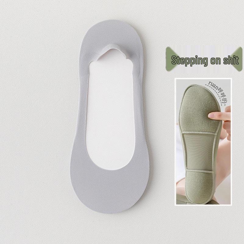 

Ice Silk Low-Cut Women s No-Show Socks, Non-Slip Cotton Pad for Heels - Summer Thin One size (36-41)