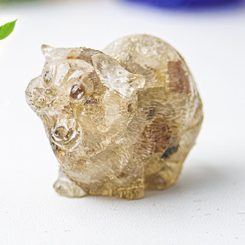 Crystal Resin Animal Decor With Agate Stones For Home Office Desk Art Gift For Friends