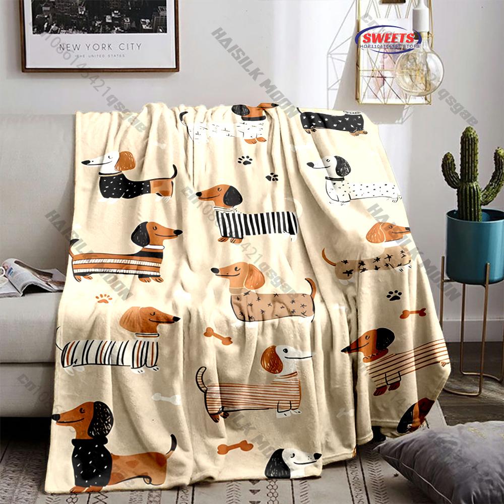 

Funny Cartoon Dachshund Blanket Soft Flannel Blanket for Bed Couch Sofa Decor Blanket Birthday Christmas Gift for Son Daughter 75x90cm