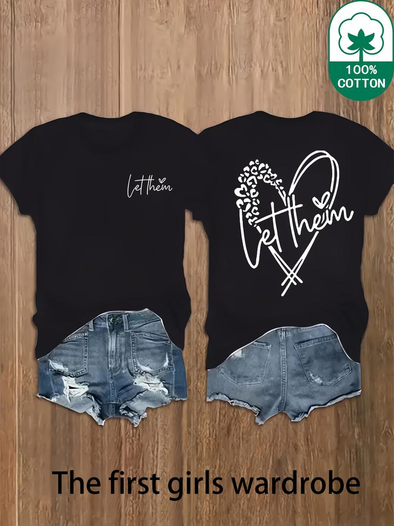 Women'S Casual Short Sleeve T-Shirt - Soft Round Neck Top with "Let Them" Inspirational Print   Ladies T Shirts