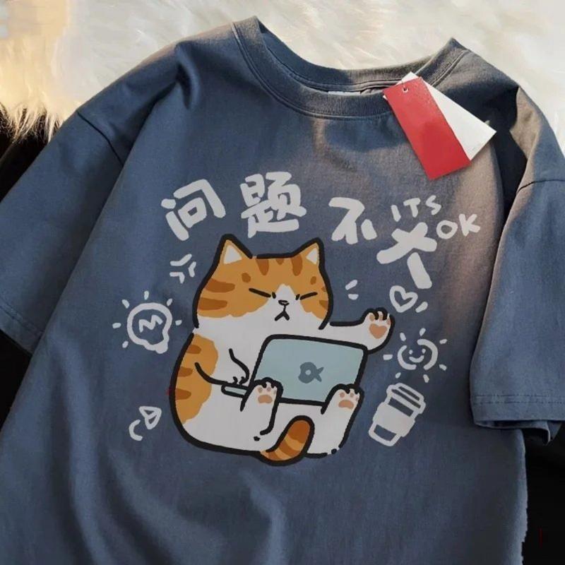 Cotton Short Sleeved T-shirt For Men And Women New Summer Fun Simple And Niche Clothing Round Neck Clothes 5XL