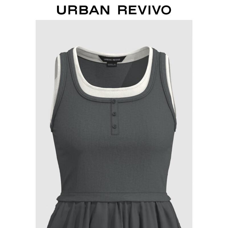 UR Color-Block Faux Two-Piece Sleeveless Dress