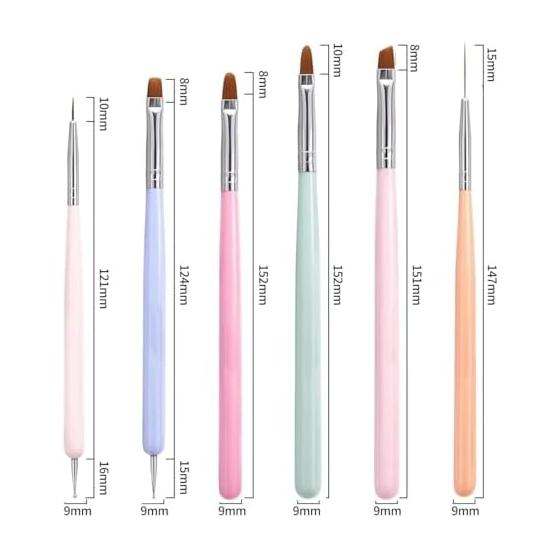 Nail Brush Nail Brush Set Gel Nail Brush Set Gel Nail Brush Set Fu Gel Brush Nail Art Brush [6 Pieces]