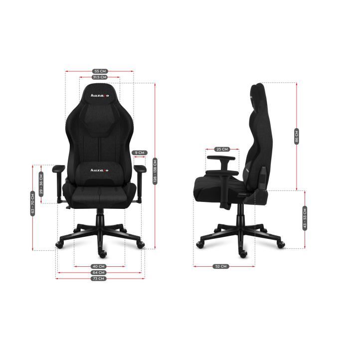 Chaise Gaming - HUZARO - FORCE 7.9 Noir - Ergonomique - Accoudoirs Réglable - Pivotant