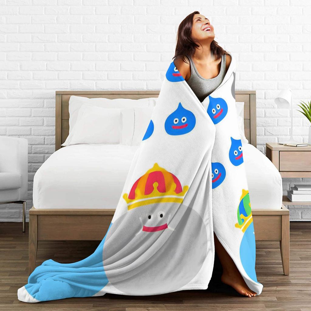 D-Dragon Quest Slimes Plush Blanket Children  Flannel Throw Blanket For Living Room Warm Soft Quality Bedspread Birthday Gift