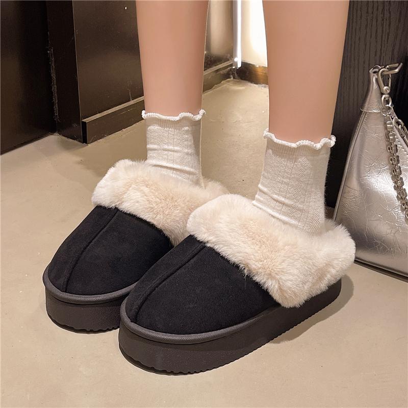 Women Fluffy Snow Boots New Plush Warm Platform Shoes for Women Winter Indoor Slippers Outdoor Non-slip Cotton Shoes Women