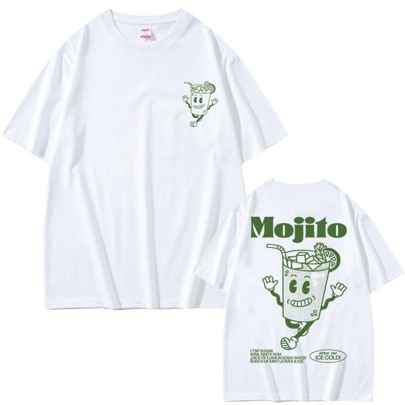 2025 Summer Funny Mojito Cocktail Graphic T-shirt Men's Cute Vintage Cartoon Oversized Tshirts Men Women Short Sleeve T Shirt