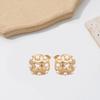 Elegant Metal Weave Stud Earring Jewelry Accessory for Women Featuring Gold Plated Sturdy Stainless Steel and Pearls