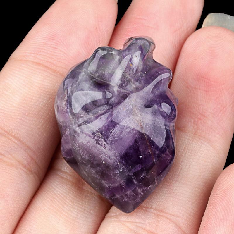 1pc Mini Heart Model Statue Natural Stone Amethyst Opal Tiger Eye Love Christmas Decor