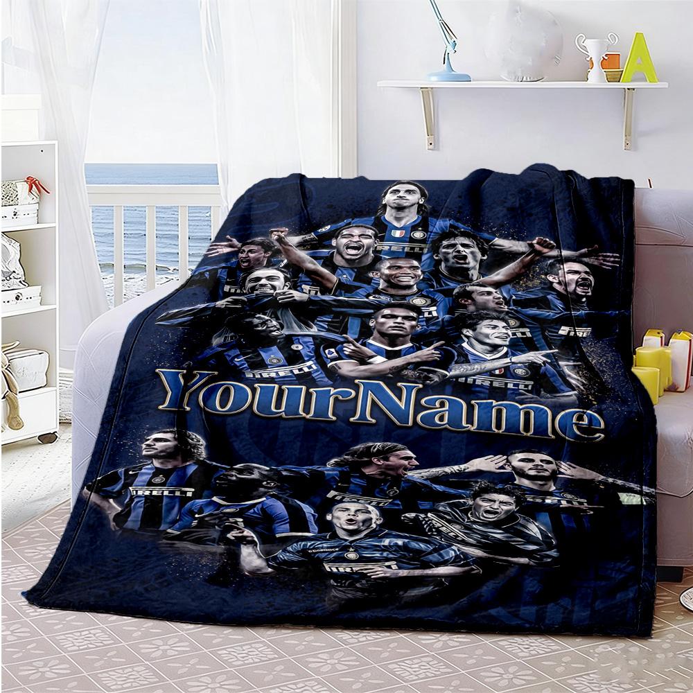 Inter Milan Personalized Name Blanket Throw Personalized Blanket Comfortable Suitable for Bedding Office Chair Couch Living Room
